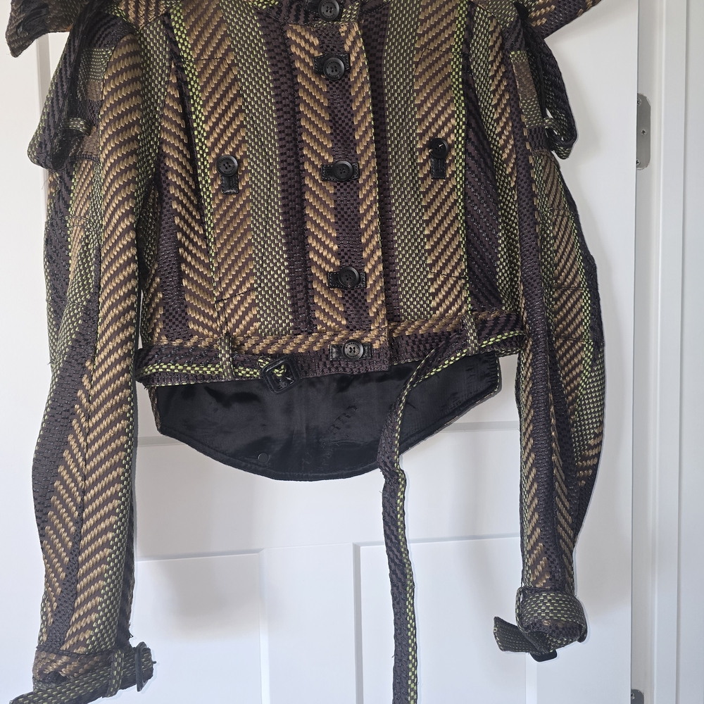 Burberry Black and Brown Striped Blazer